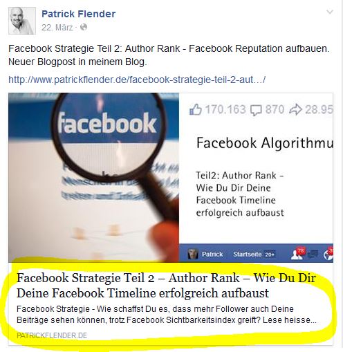 Facebook Strategie - Beitrag optimieren - Facebook Linkformat